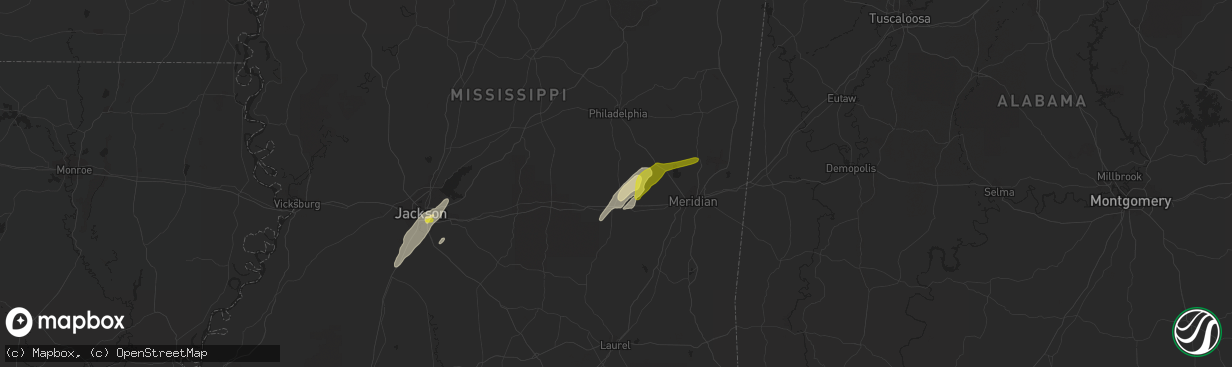 Hail map in Decatur, MS on February 2, 2016