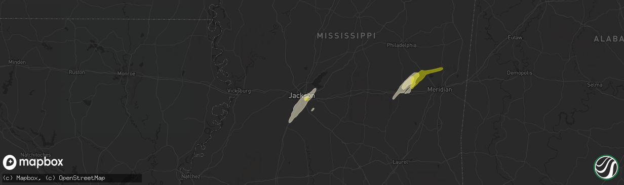 Hail map in Flowood, MS on February 2, 2016