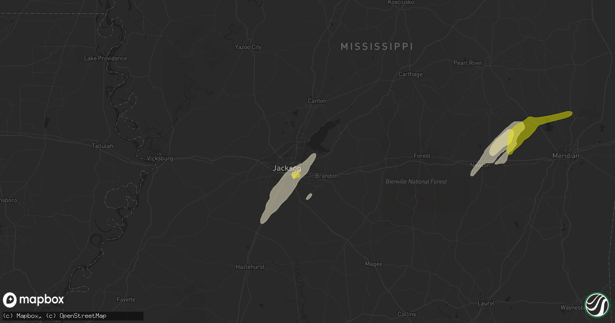 Hail map in Flowood, MS on February 2, 2016