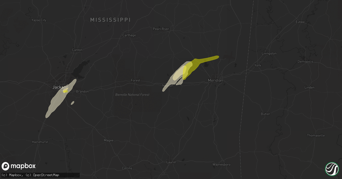 Hail map in Newton, MS on February 2, 2016