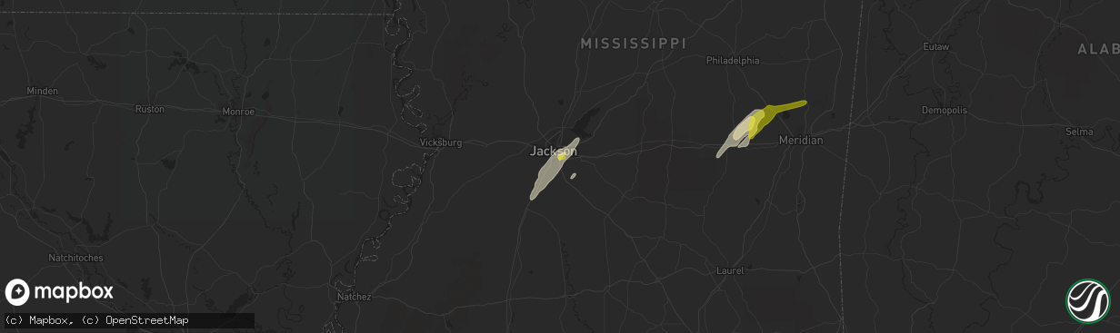 Hail map in Richland, MS on February 2, 2016