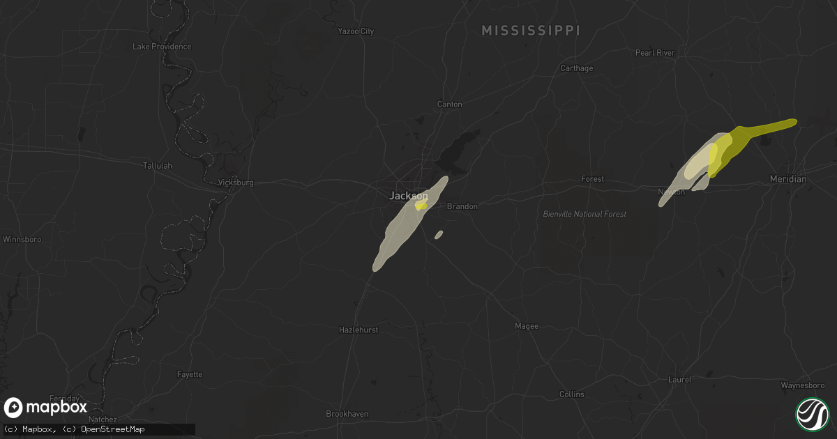 Hail map in Richland, MS on February 2, 2016