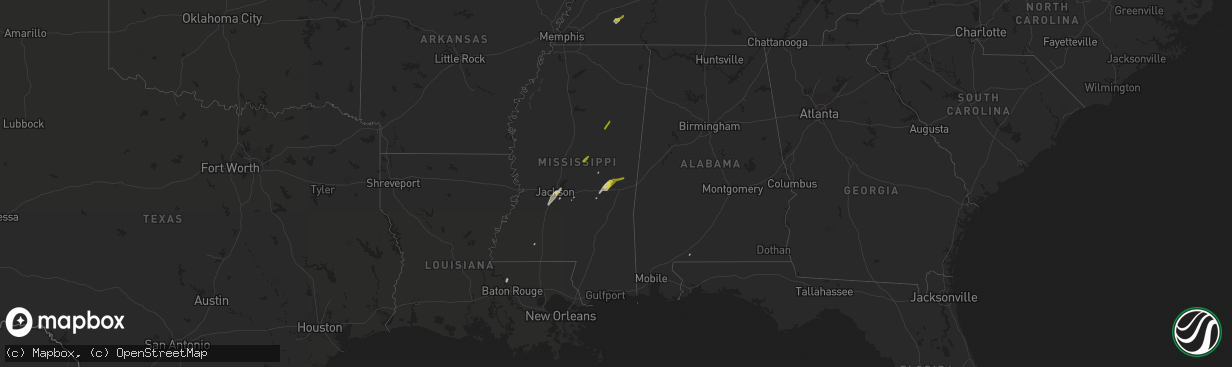 Hail map on February 2, 2016