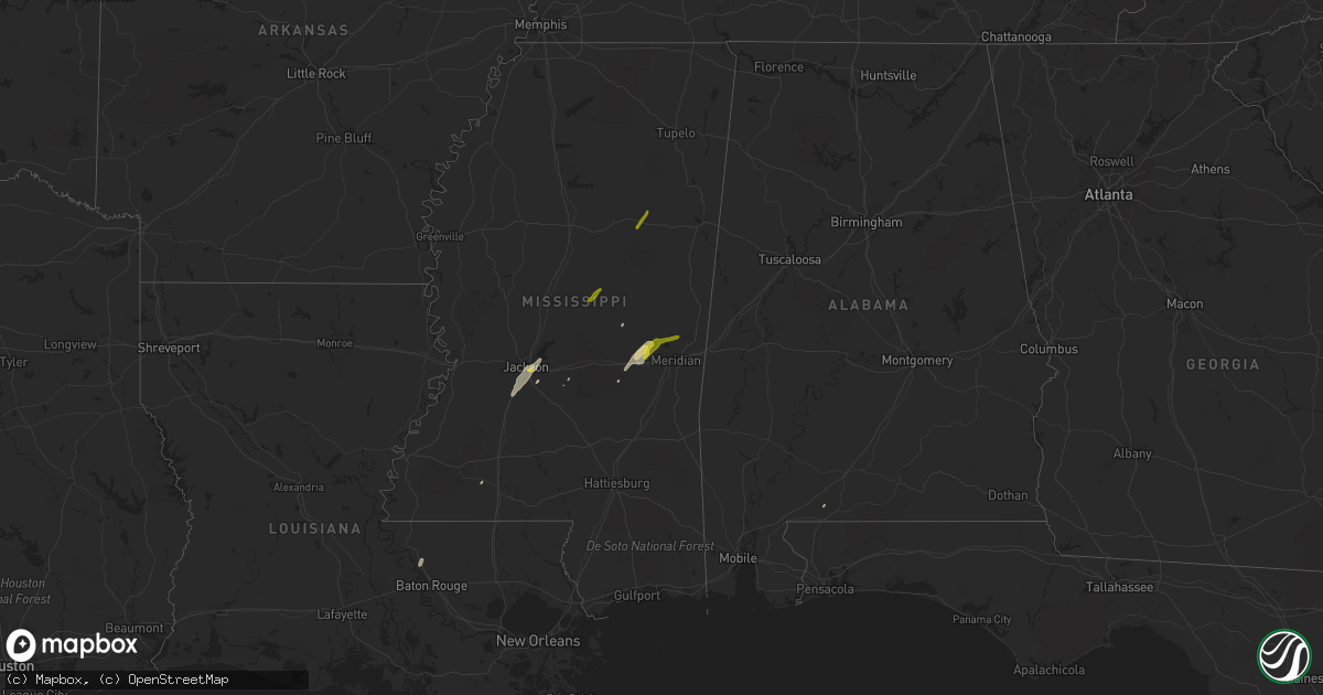 Hail map on February 2, 2016