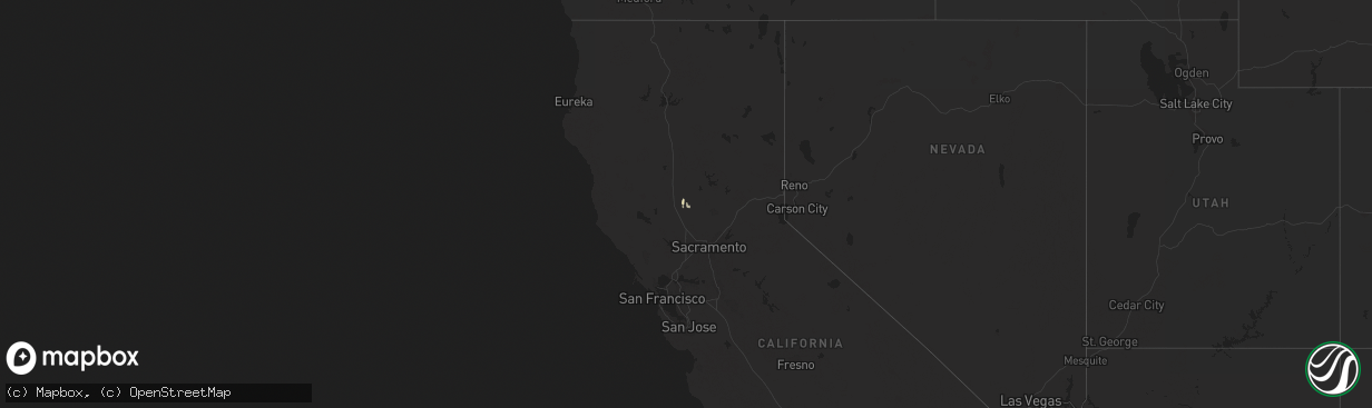 Hail map in California on February 2, 2019