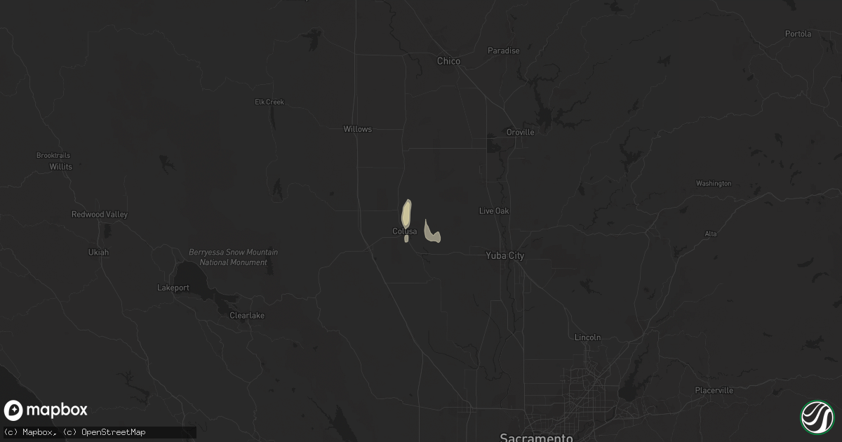 Hail map in Live Oak, CA on February 2, 2019