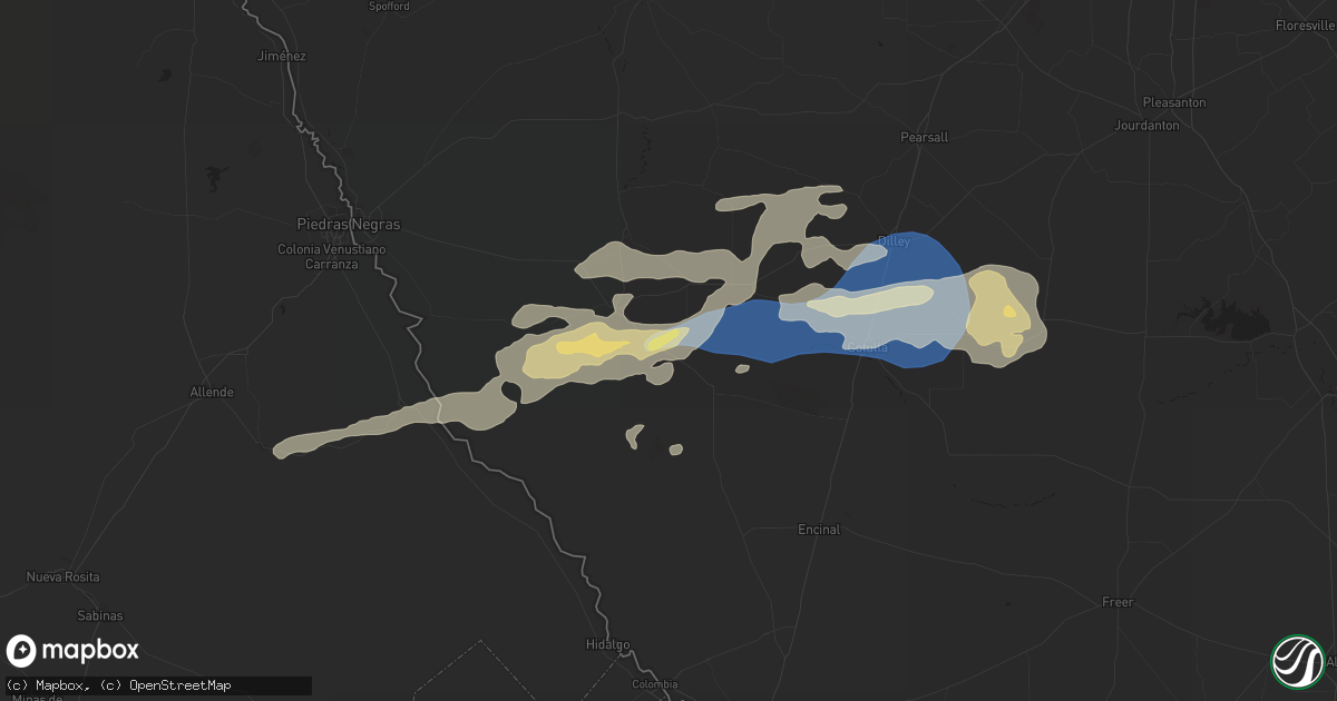 Hail map in Asherton, TX on February 2, 2024