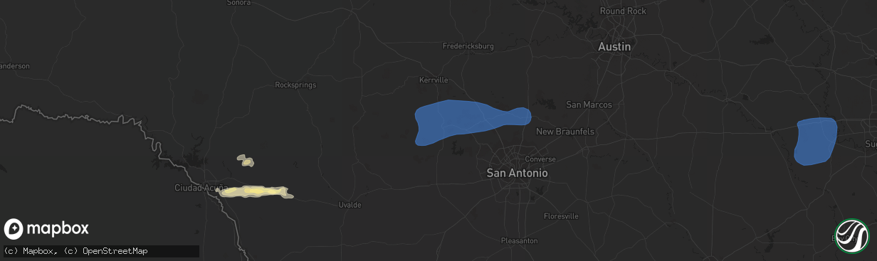 Hail map in Bandera, TX on February 2, 2024