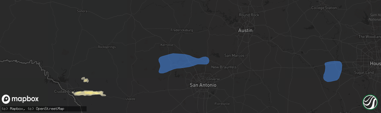 Hail map in Boerne, TX on February 2, 2024