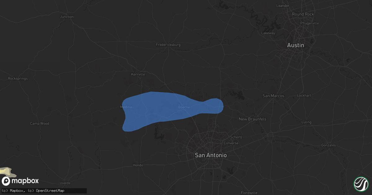 Hail map in Boerne, TX on February 2, 2024