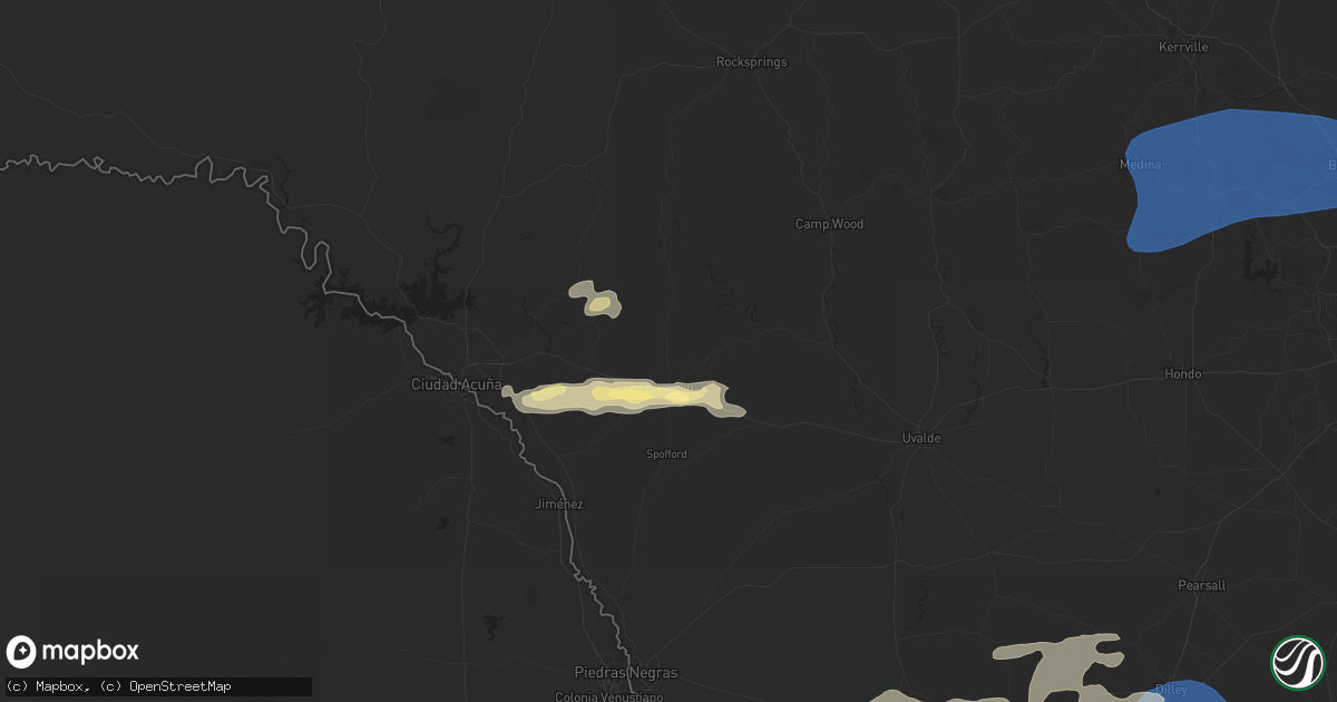 Hail map in Brackettville, TX on February 2, 2024