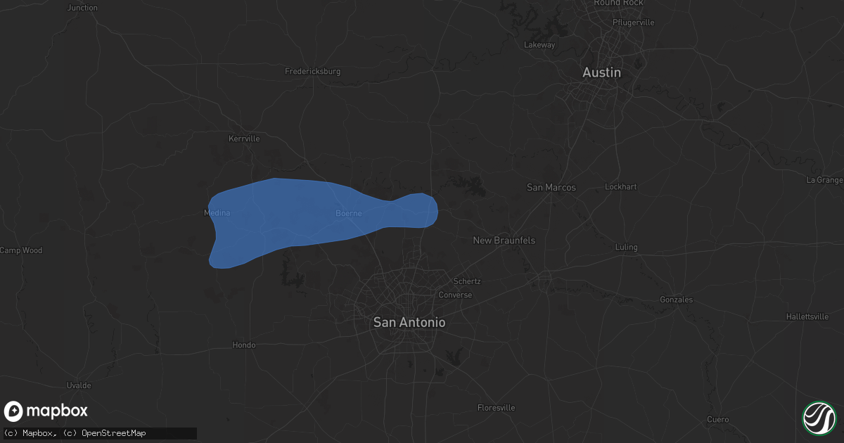 Hail map in Bulverde, TX on February 2, 2024