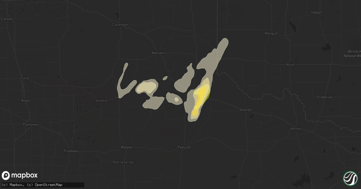 Hail map in Childress, TX on February 2, 2024