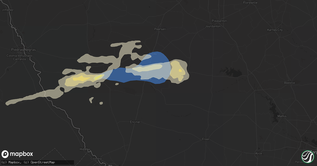 Hail map in Cotulla, TX on February 2, 2024