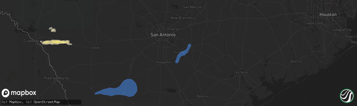 Hail map in Floresville, TX on February 2, 2024