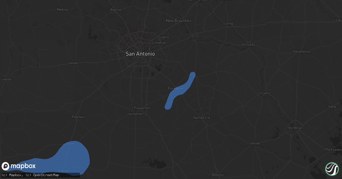 Hail map in Floresville, TX on February 2, 2024