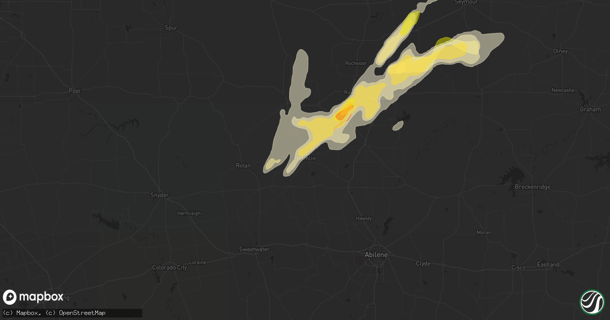 Hail map in Hamlin, TX on February 2, 2024