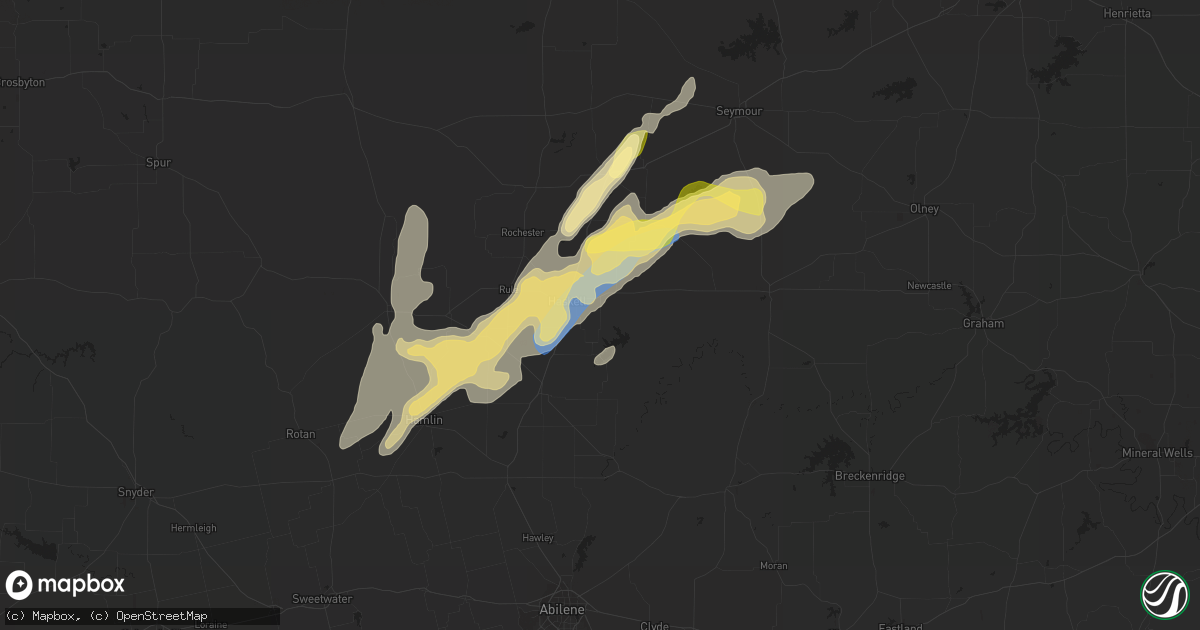 Hail map in Haskell, TX on February 2, 2024