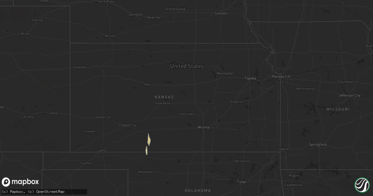 Hail map in Kansas on February 2, 2024