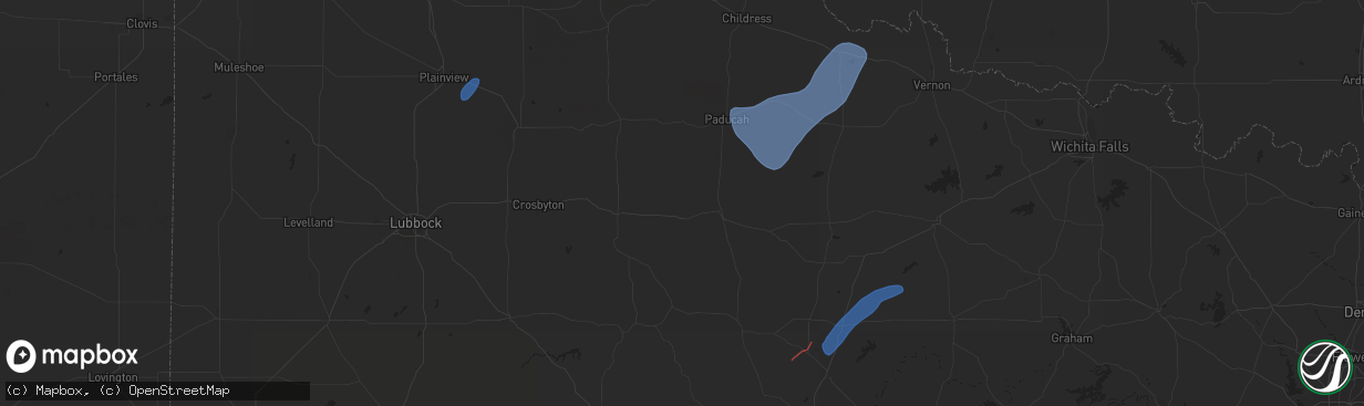 Hail map in Lockney, TX on February 2, 2024