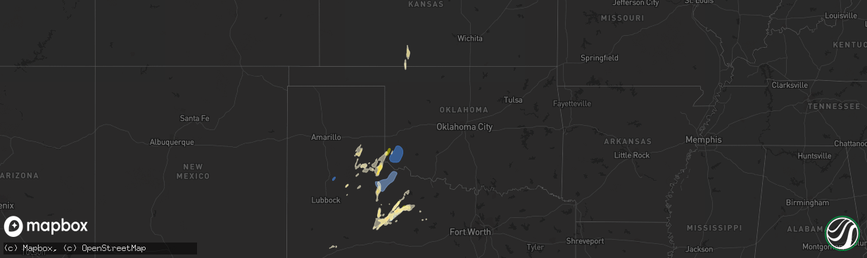 Hail map in Oklahoma on February 2, 2024