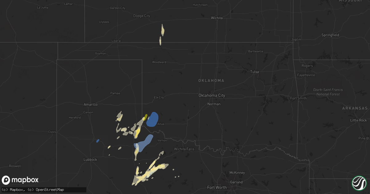Hail map in Oklahoma on February 2, 2024
