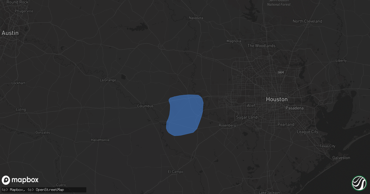 Hail map in Sealy, TX on February 2, 2024
