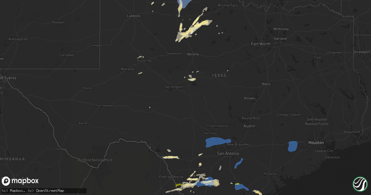 Hail map in Texas on February 2, 2024