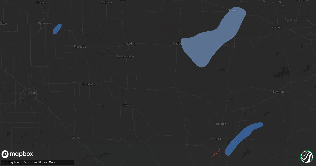 Hail map in Throckmorton, TX on February 2, 2024