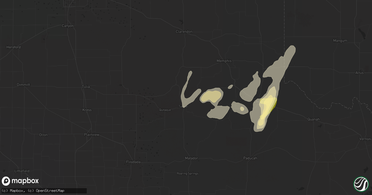 Hail map in Turkey, TX on February 2, 2024