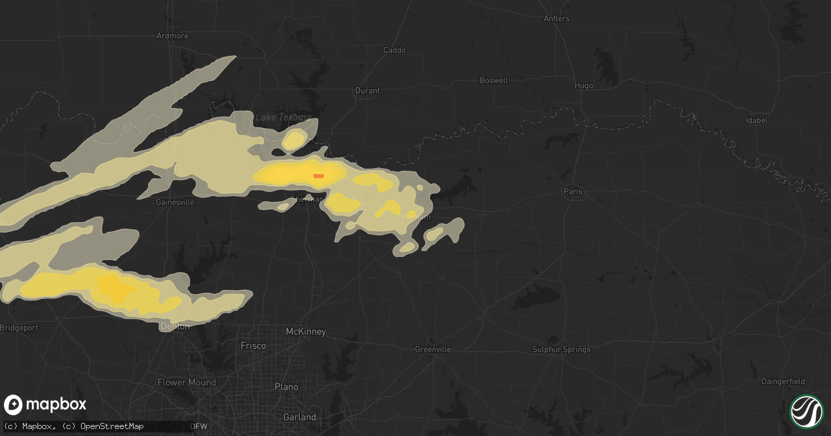 Hail map in Bonham, TX on February 3, 2012