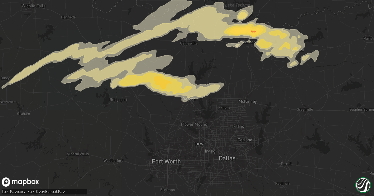 Hail map in Denton, TX on February 3, 2012