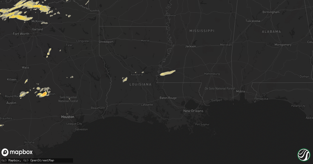 Hail map in Louisiana on February 3, 2012