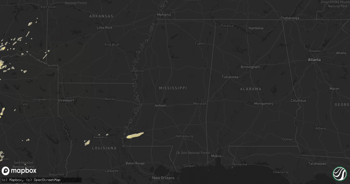 Hail map in Mississippi on February 3, 2012