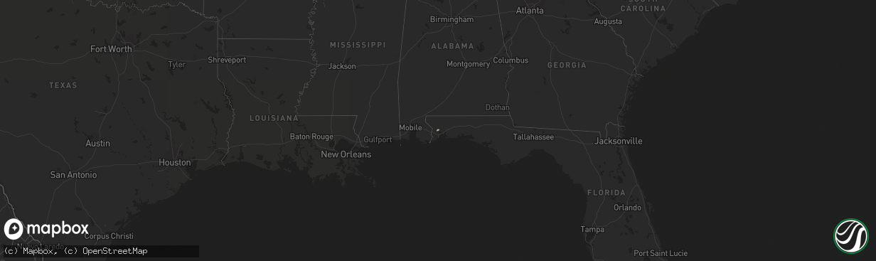 Hail map in Florida on February 3, 2016