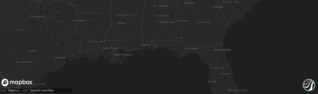 Hail map on February 3, 2016