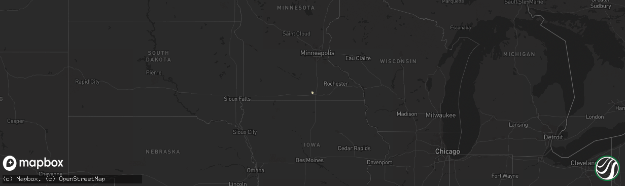 Hail map in Indiana on February 3, 2024