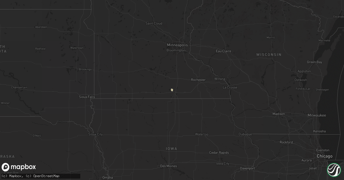 Hail map in Indiana on February 3, 2024