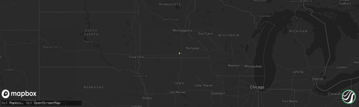 Hail map in Iowa on February 3, 2024