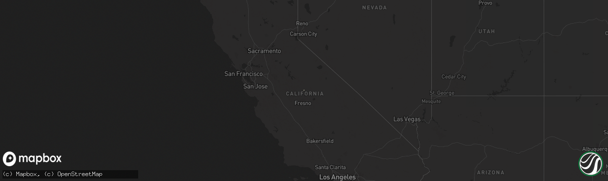 Hail map in California on February 4, 2019