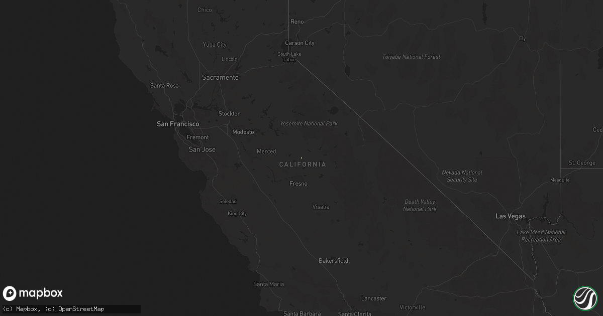 Hail map in California on February 4, 2019