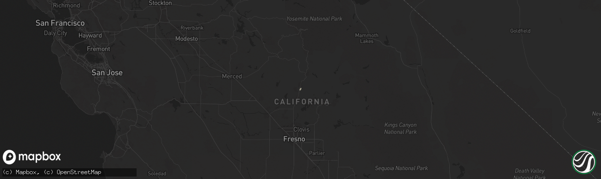 Hail map in Coarsegold, CA on February 4, 2019