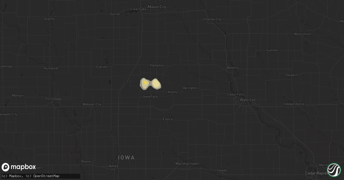 Hail map in Ackley, IA on February 4, 2024