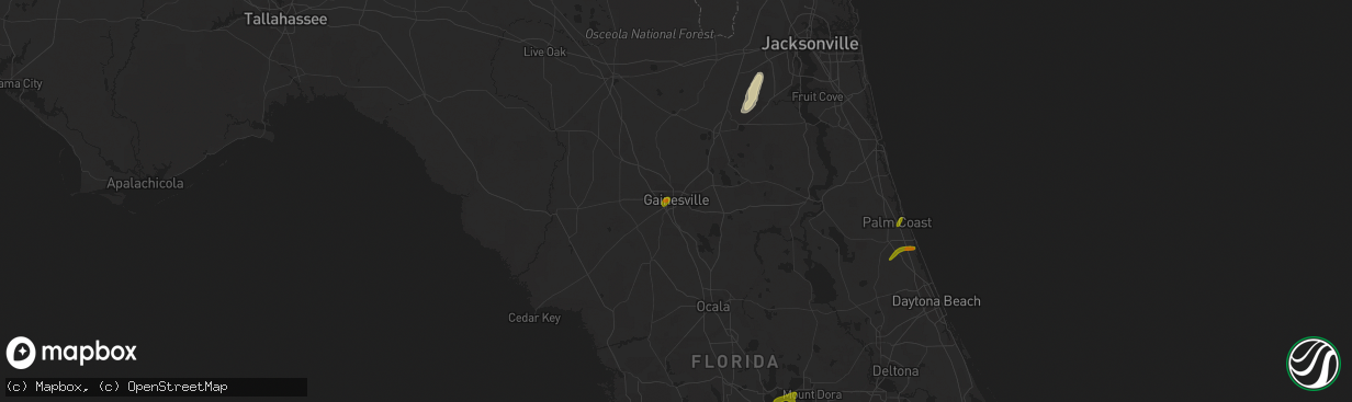 Hail map in Gainesville, FL on February 4, 2024