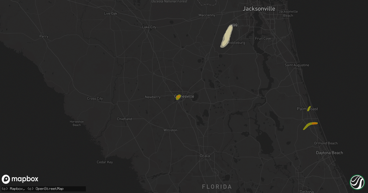 Hail map in Gainesville, FL on February 4, 2024