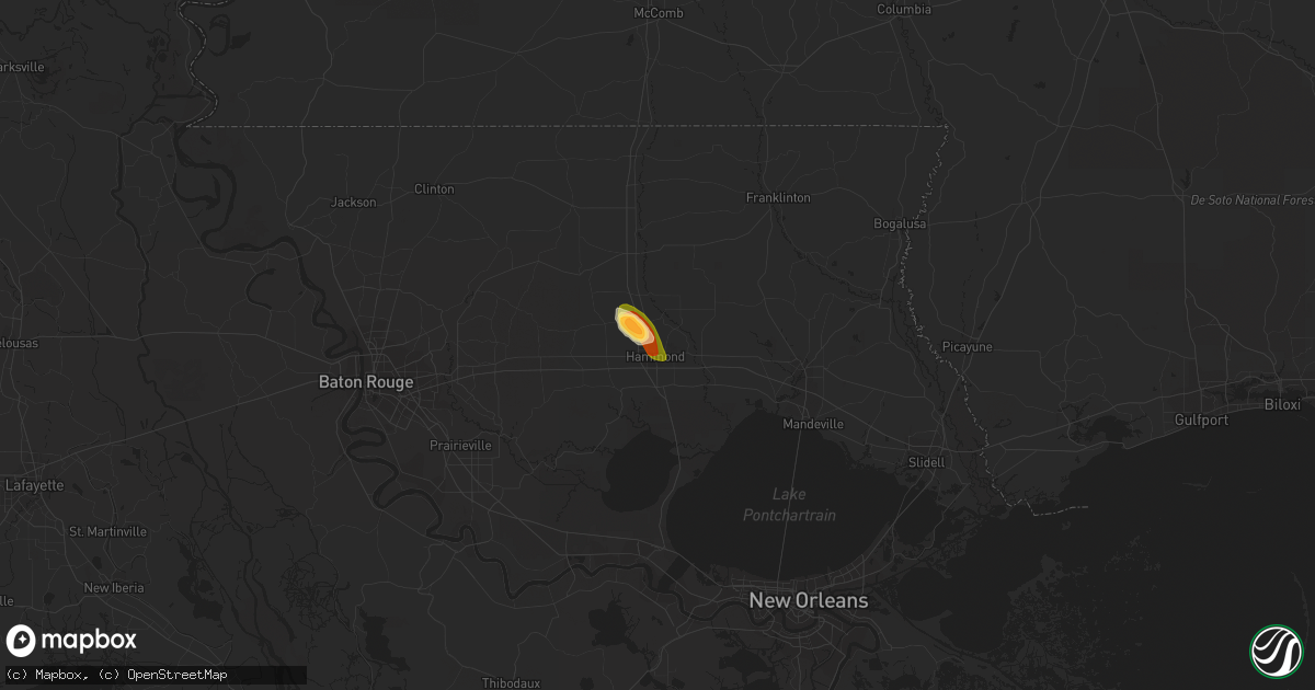 Hail map in Hammond, LA on February 4, 2024