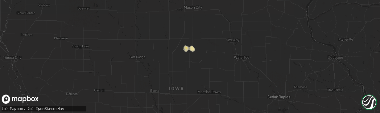 Hail map in Iowa Falls, IA on February 4, 2024