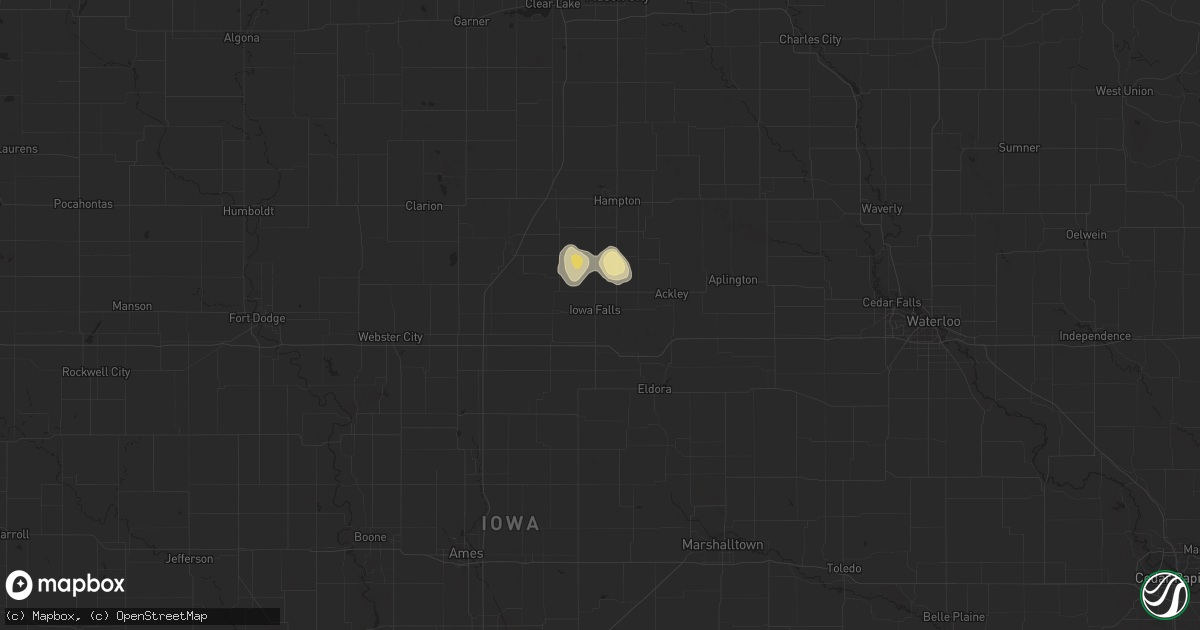 Hail map in Iowa Falls, IA on February 4, 2024