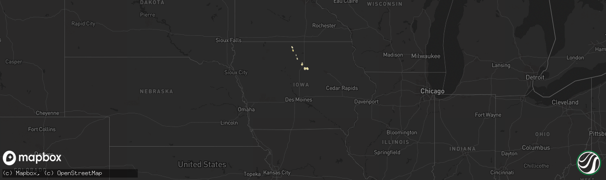 Hail map in Iowa on February 4, 2024