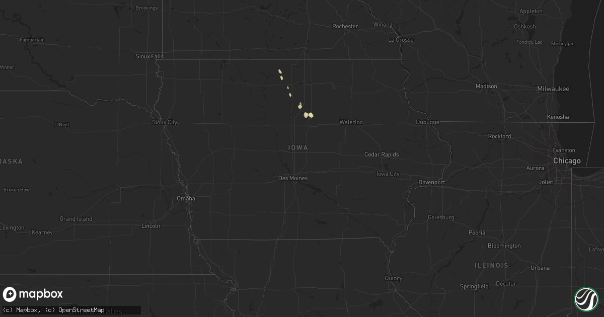 Hail map in Iowa on February 4, 2024